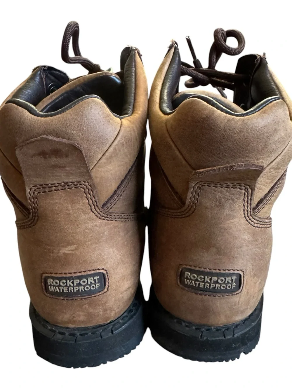 Men's rockport Brown Leather Moc Toe Work/hiking Boots size 10.5